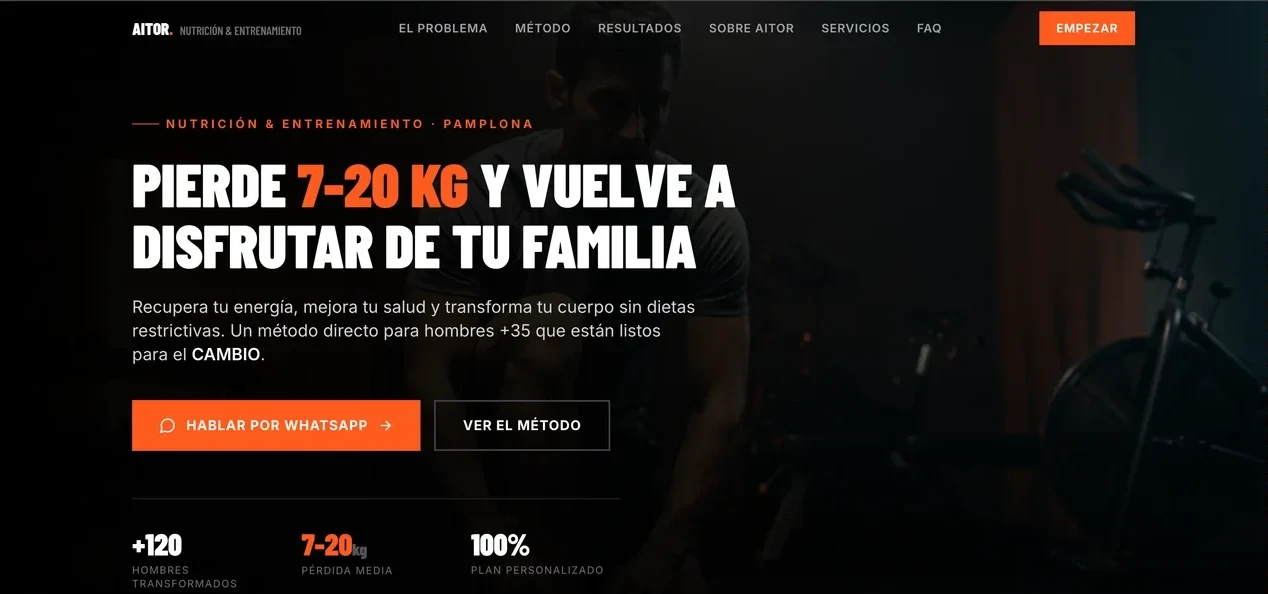 Página de inicio de la web de Aitor Nutrición